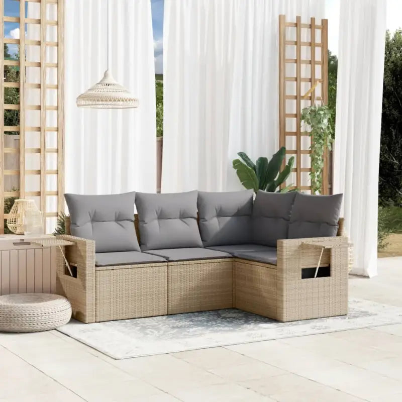 Zwarte loungeset met gepoedercoat staal en waterdichte tas voor buiten ontspanning - Beige en grijs / Zonder tafel