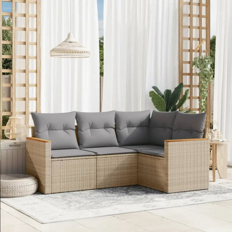 Zwarte loungeset met gepoedercoat staal en waterdichte tas voor buitenplezier - Beige en grijs / Zonder tafel - Tuinsets