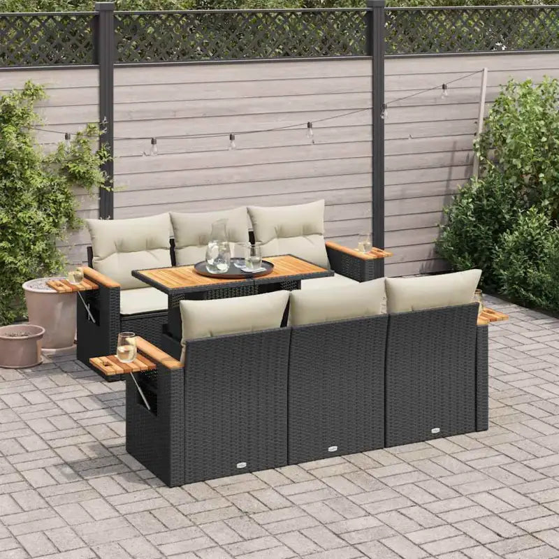 Zwarte loungeset met gepoedercoat staal en waterdichte tas voor buiten - Zwart en crème - Tuinsets