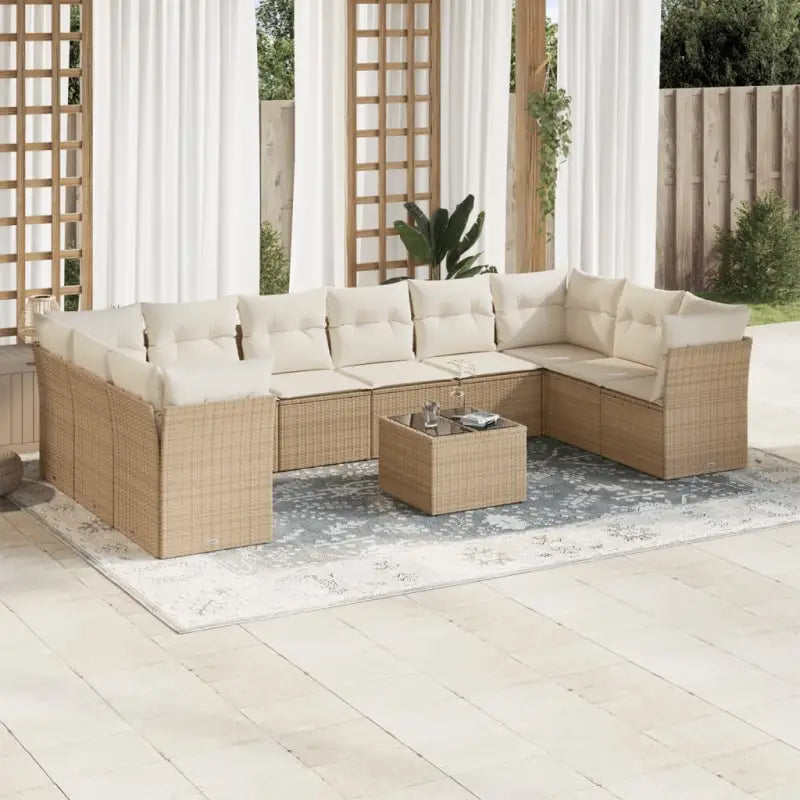 Zwarte loungeset met gepoedercoat staal en waterdichte tas voor buiten - beige en crèmekleurig / Met tafel - Tuinsets