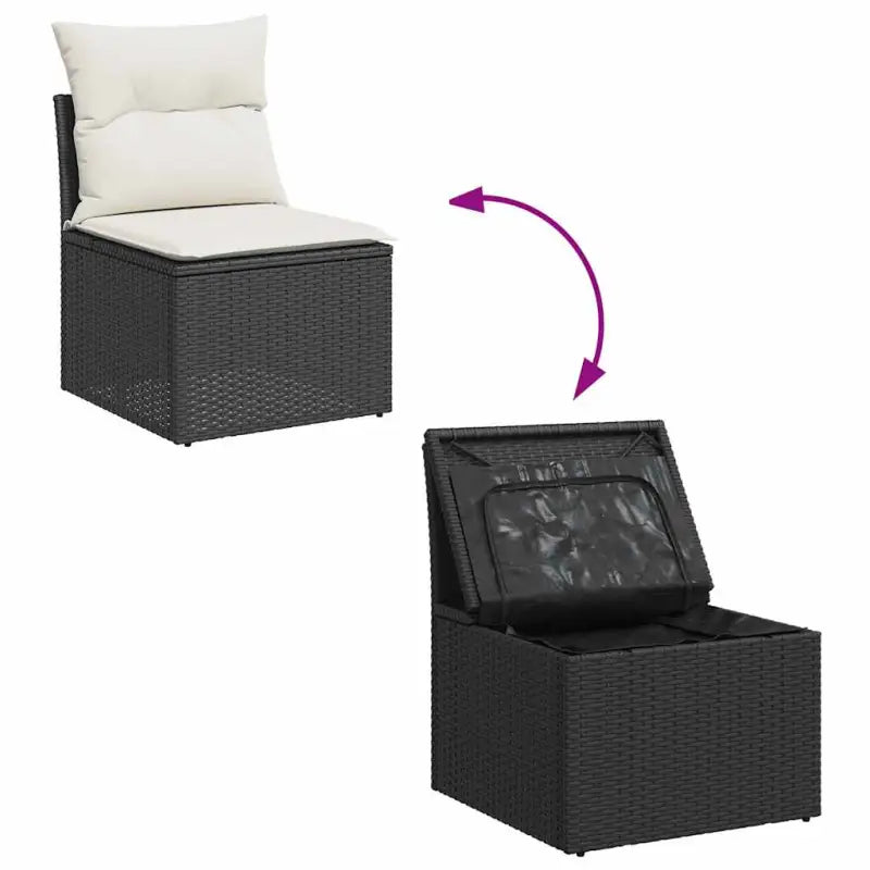 Zwarte loungeset met gepoedercoat staal en waterdichte tas voor buiten - Tuinsets