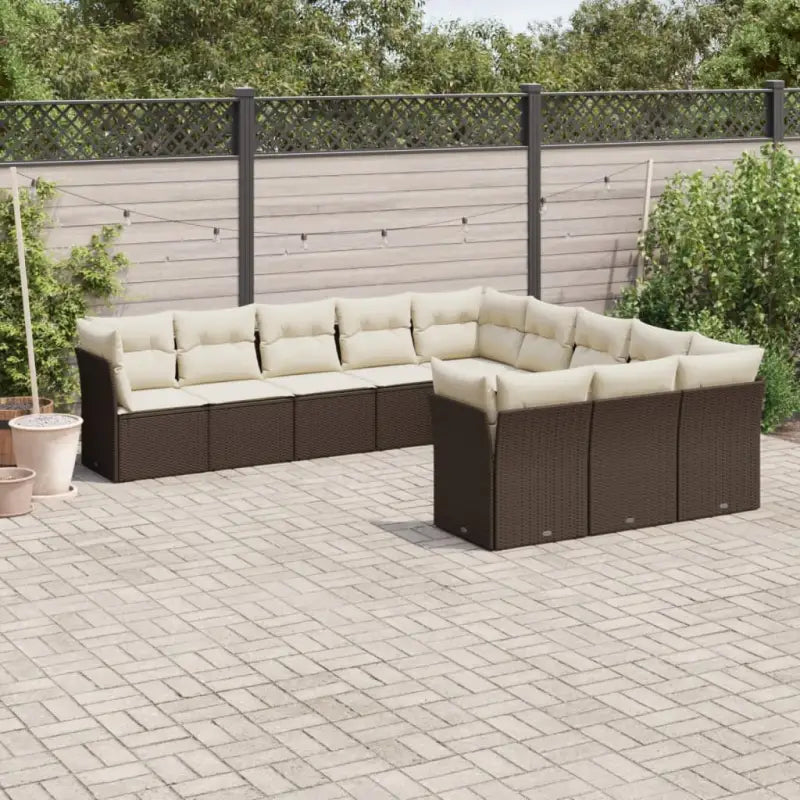 Zwarte loungeset met gepoedercoat staal en waterdichte tas voor buitengebruik - Bruin en crème / Zonder tafel - Tuinsets