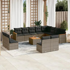 Zwarte loungeset met gepoedercoat staal en waterdichte tas voor tuin - Grijs / Met tafel - Tuinsets