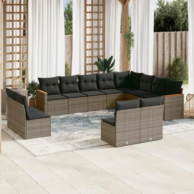 Zwarte loungeset met gepoedercoat staal en waterdichte tas voor tuin - Grijs / Zonder tafel - Tuinsets