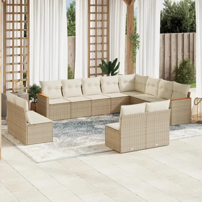 Zwarte loungeset met gepoedercoat staal en waterdichte tas voor tuin - beige en crèmekleurig / Zonder tafel - Tuinsets