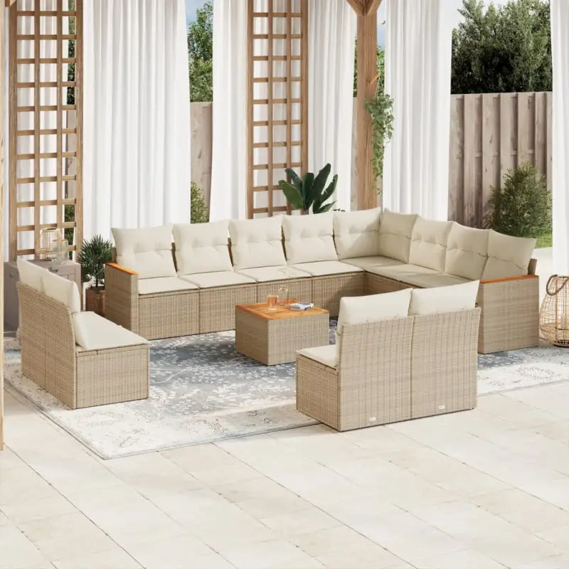 Zwarte loungeset met gepoedercoat staal en waterdichte tas voor tuin - beige en crèmekleurig / Met tafel - Tuinsets