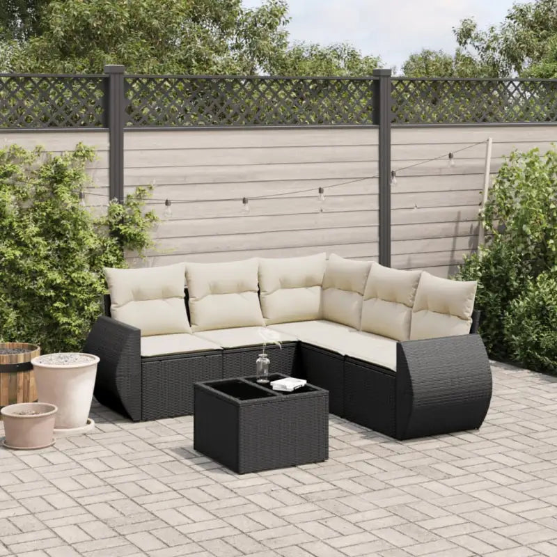 Zwarte loungeset met gepoedercoat staal en waterdichte tas - Zwart en crème / Met tafel - Tuinsets