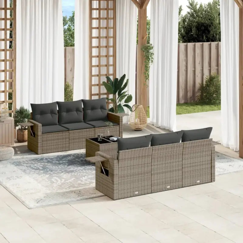 Zwarte loungeset met gepoedercoat staal en waterdichte zak voor buiten gebruik - Grijs - Tuinsets