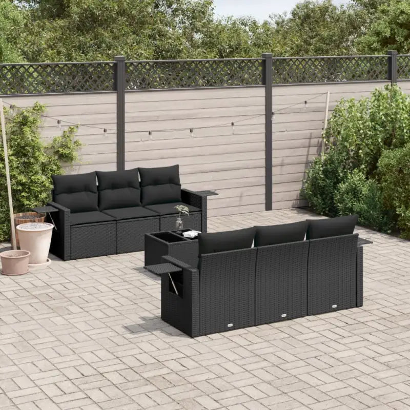 Zwarte loungeset met gepoedercoat staal en waterdichte zak voor buiten gebruik - Zwart - Tuinsets