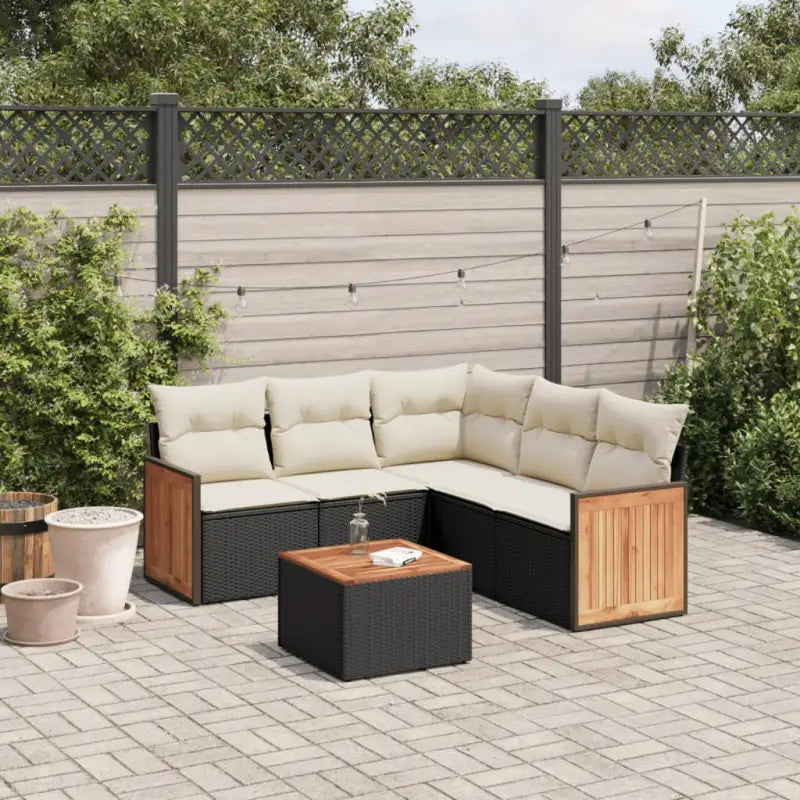 Zwarte loungeset met gepoedercoat staal en waterdichte zak voor buiten - Zwart en crème / Met tafel - Tuinsets