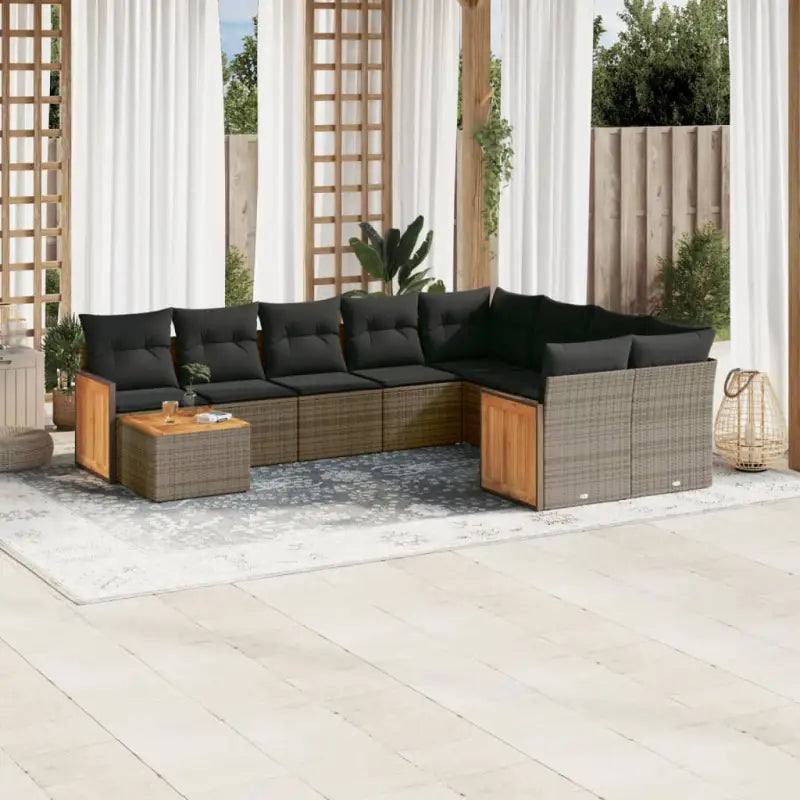 Zwarte loungeset met gepoedercoat staal en waterdichte zak voor buiten - Grijs - Tuinsets