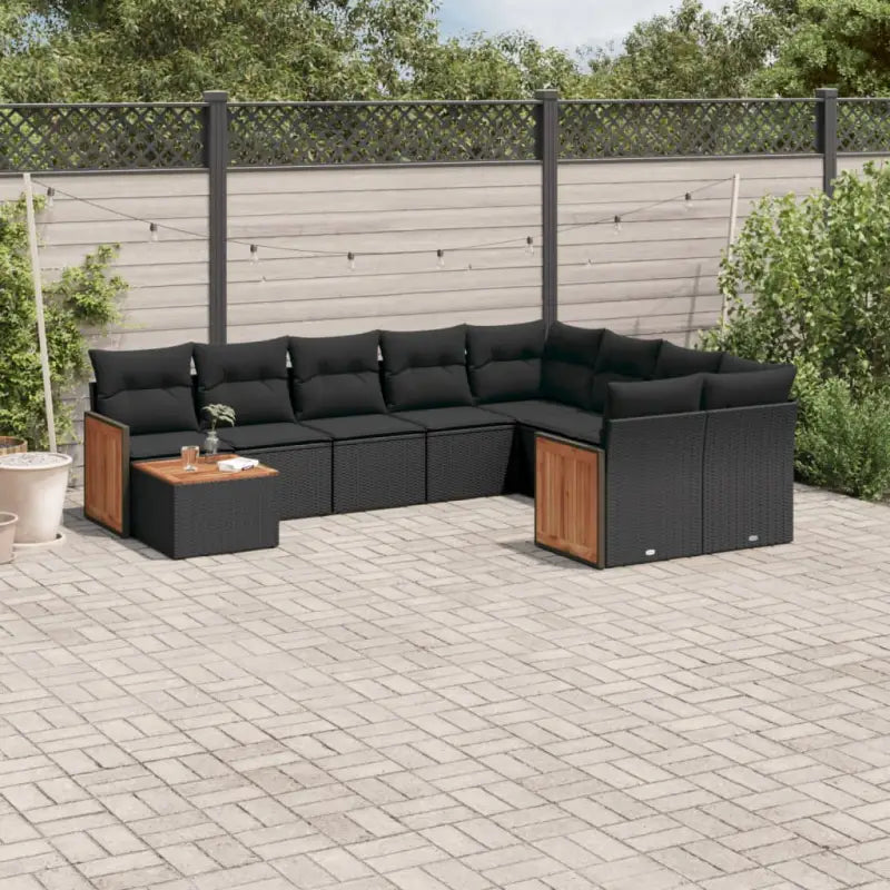 Zwarte loungeset met gepoedercoat staal en waterdichte zak voor buiten - Zwart - Tuinsets