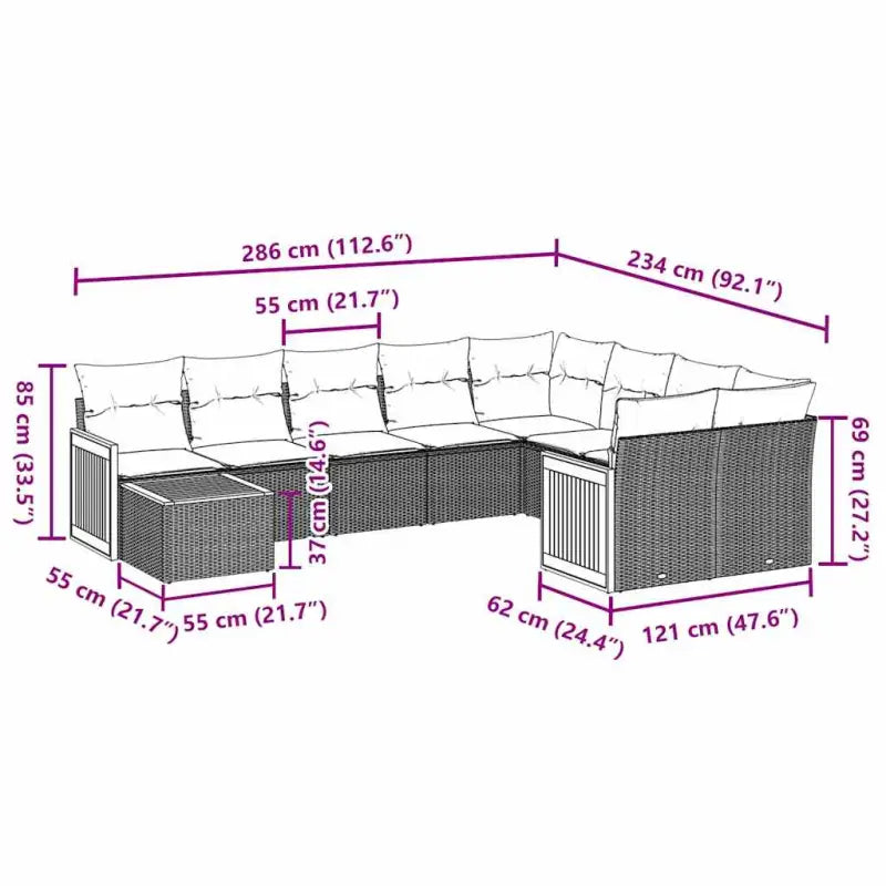 Zwarte loungeset met gepoedercoat staal en waterdichte zak voor buiten - Tuinsets