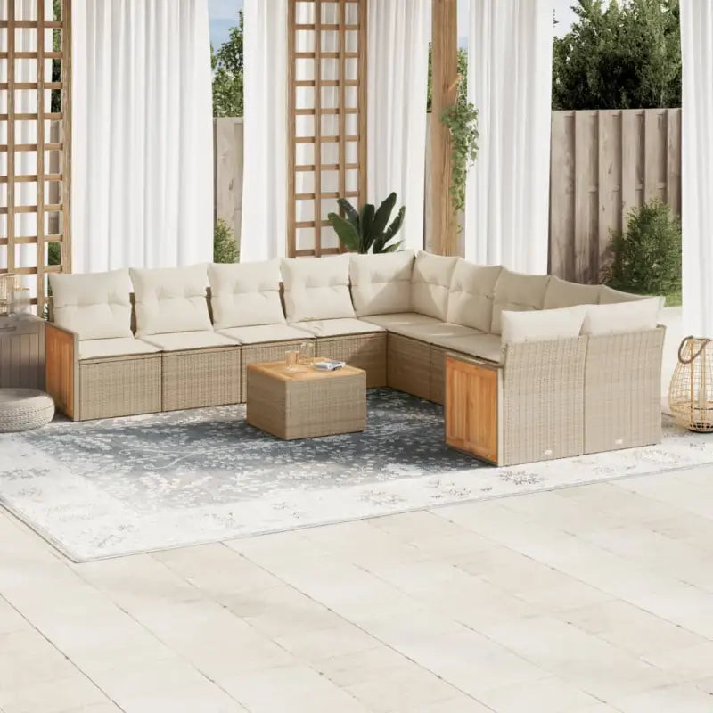 Zwarte loungeset met gepoedercoat staal en waterdichte zak - beige en crèmekleurig / Met tafel - Tuinsets