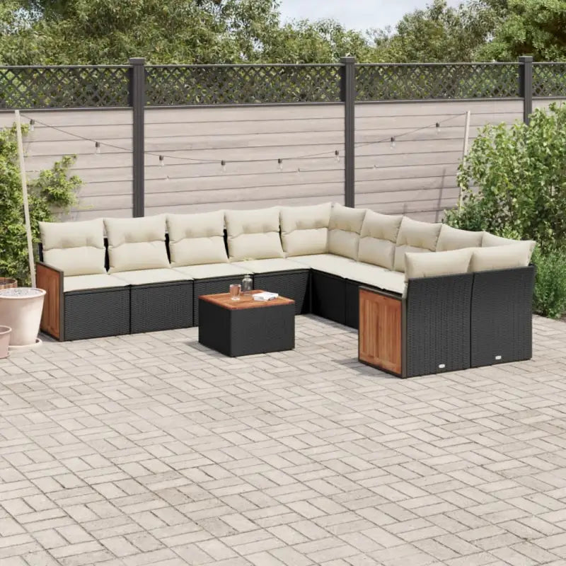 Zwarte loungeset met gepoedercoat staal en waterdichte zak - Zwart en crème / Met tafel - Tuinsets