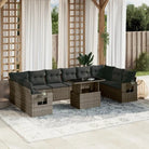 Zwarte loungeset met gepoedercoat staal voor buiten afgestemd op jouw tuin - Grijs / Met tafel - Tuinsets