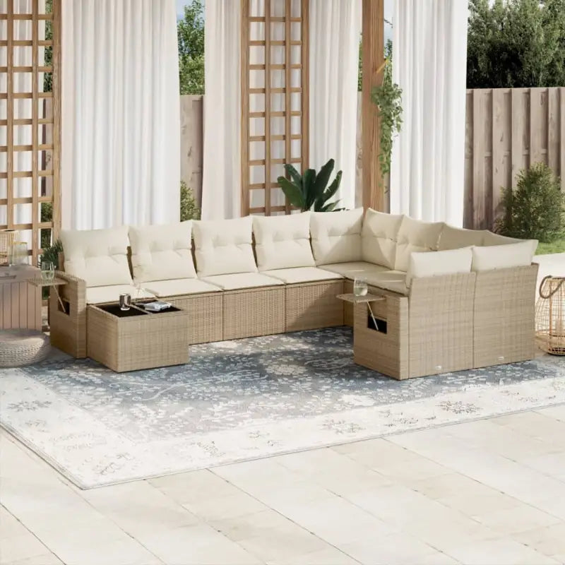 Zwarte loungeset met gepoedercoat staal voor je tuin of terras - beige en crèmekleurig - Tuinsets