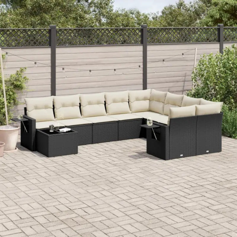 Zwarte loungeset met gepoedercoat staal voor je tuin of terras - Zwart en crème - Tuinsets