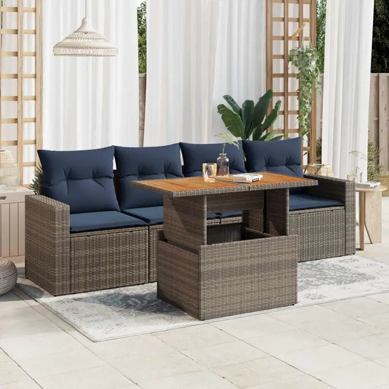 Zwarte loungeset met gepoedercoat staal voor tuin en terras - Grijs / met opbergruimte - Tuinsets