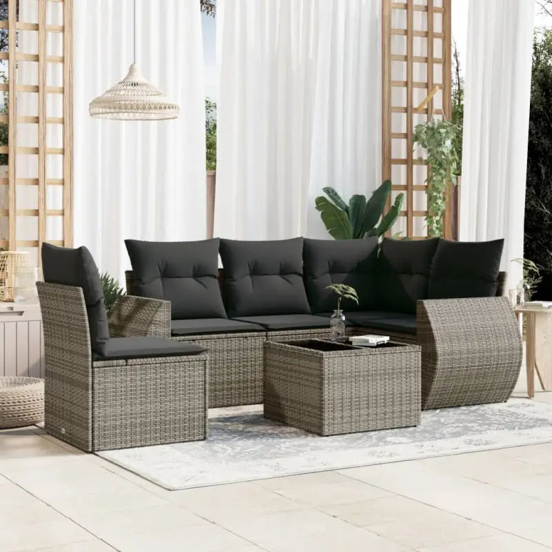 Zwarte loungeset met gepoedercoat staal voor tuin en terras - Grijs / Zonder tafel - Tuinsets