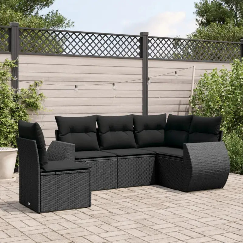 Zwarte loungeset met gepoedercoat staal voor tuin en terras - Zwart / Met tafel - Tuinsets