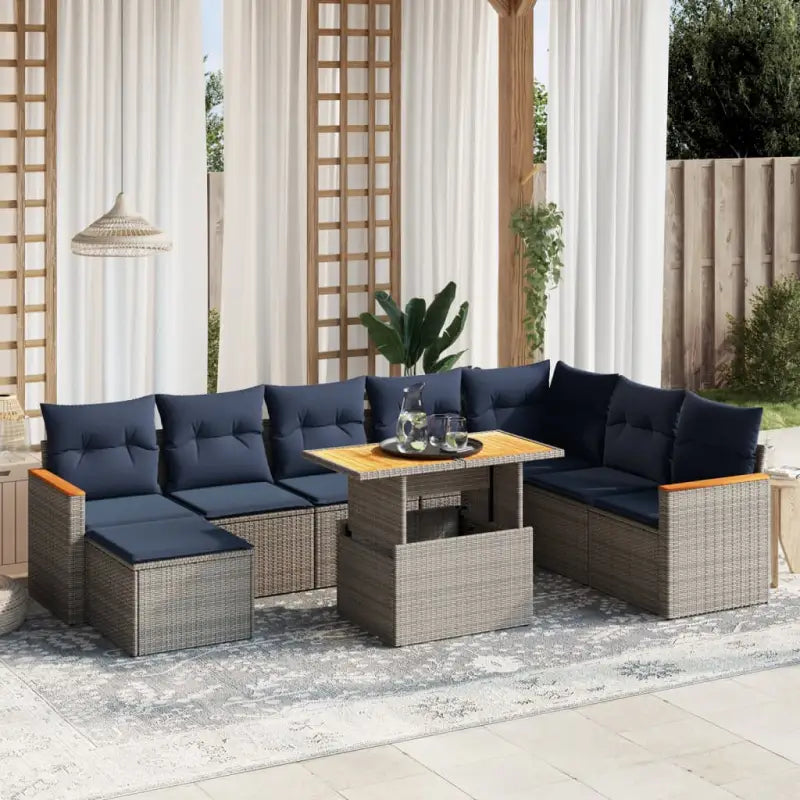 Zwarte loungeset met gepoedercoat staal voor tuin of terras - Grijs / zonder opbergruimte - Tuinsets