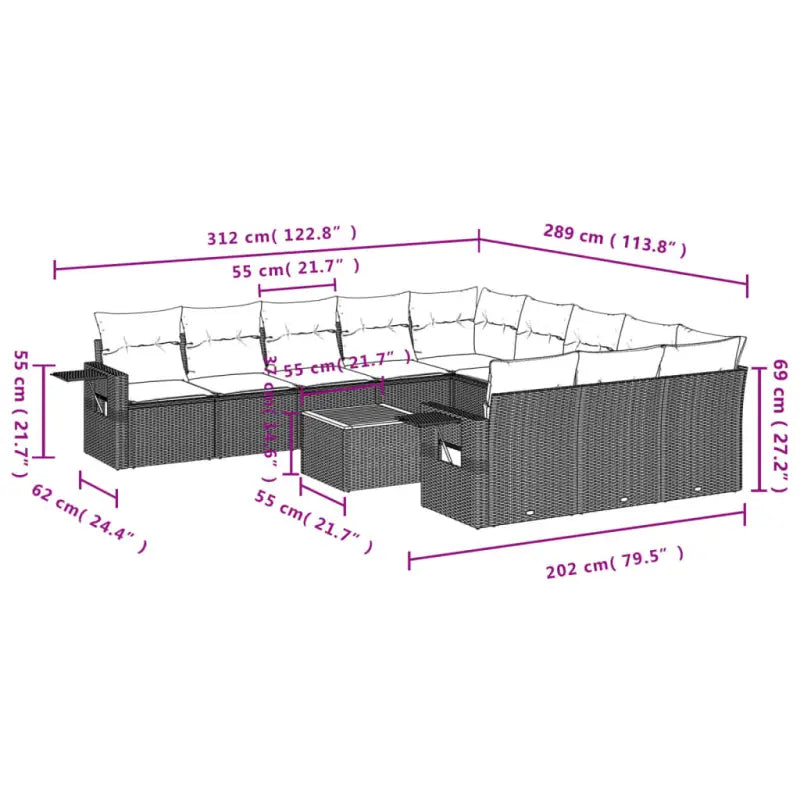 Zwarte loungeset met gepoedercoat staal voor tuin of terras - Tuinsets