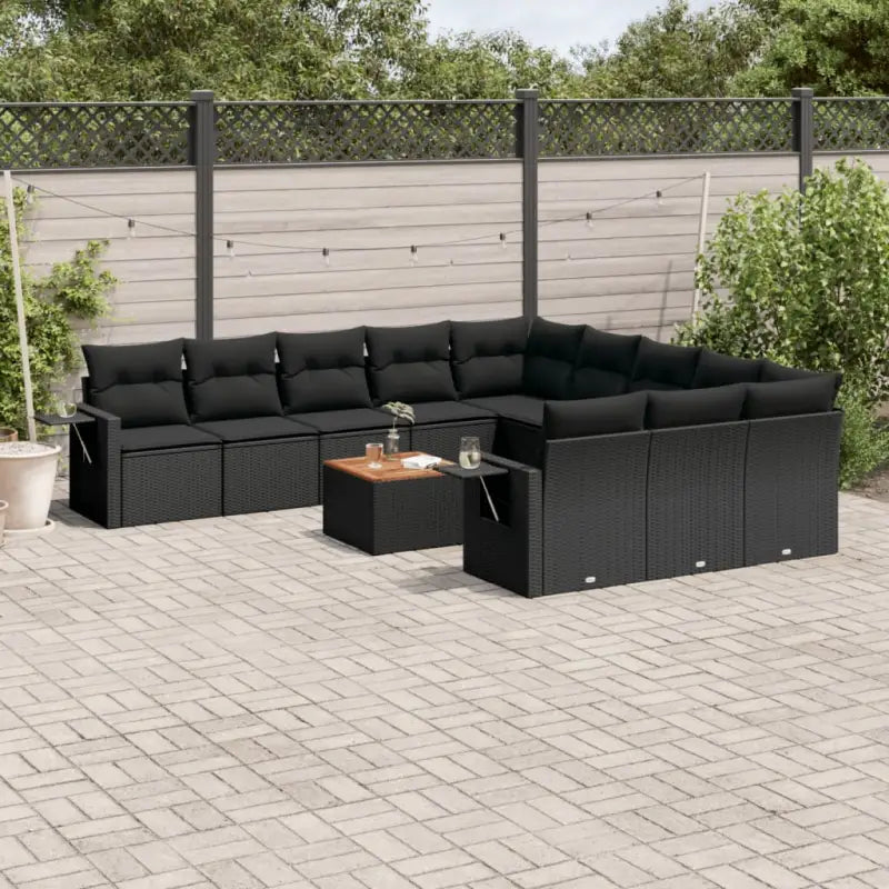 Zwarte loungeset met gepoedercoat staal voor tuin of terras - Zwart - Tuinsets