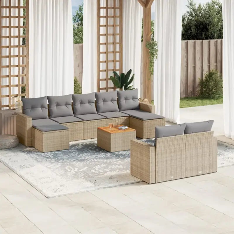 Zwarte loungeset met waterdichte tas en gepoedercoat staal voor buiten - Beige en grijs - Tuinsets