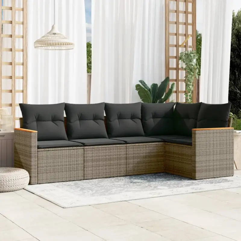 Zwarte loungeset met waterdichte tas en gepoedercoat staal voor tuinplezier - Grijs / Zonder tafel - Tuinsets