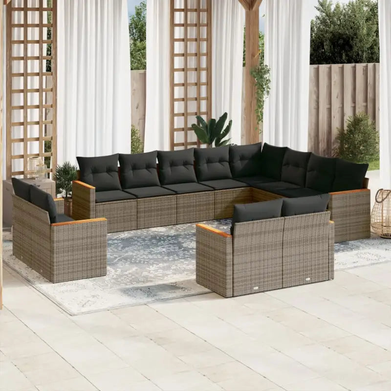 Zwarte loungeset met waterdichte tas en gepoedercoat staal voor tuin - Grijs / Zonder tafel - Tuinsets