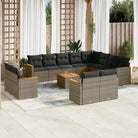 Zwarte loungeset met waterdichte tas en gepoedercoat staal voor tuin - Grijs / Met tafel - Tuinsets