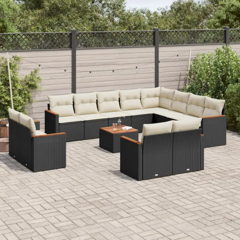 Zwarte loungeset met waterdichte tas en gepoedercoat staal voor tuin - Zwart en crème / Met tafel - Tuinsets