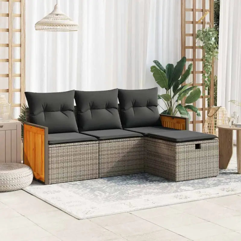 Zwarte loungeset met waterdichte zak en gepoedercoat staal voor buiten - Grijs / met opbergruimte - Tuinsets