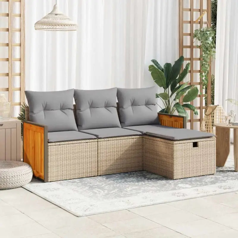Zwarte loungeset met waterdichte zak en gepoedercoat staal voor buiten - Beige en grijs / met opbergruimte - Tuinsets