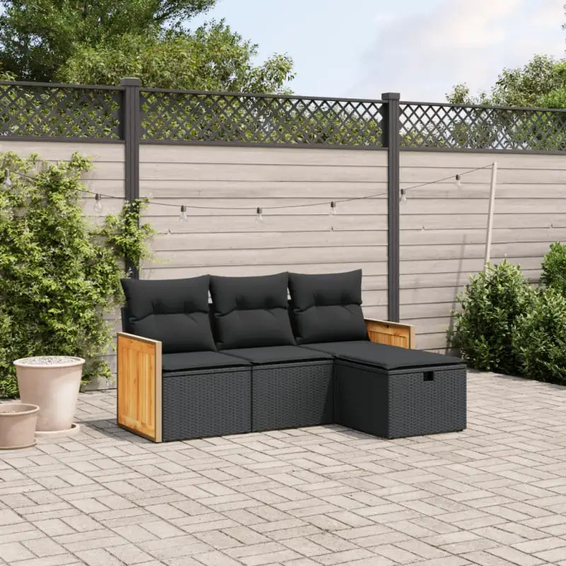 Zwarte loungeset met waterdichte zak en gepoedercoat staal voor buiten - Zwart / zonder opbergruimte - Tuinsets