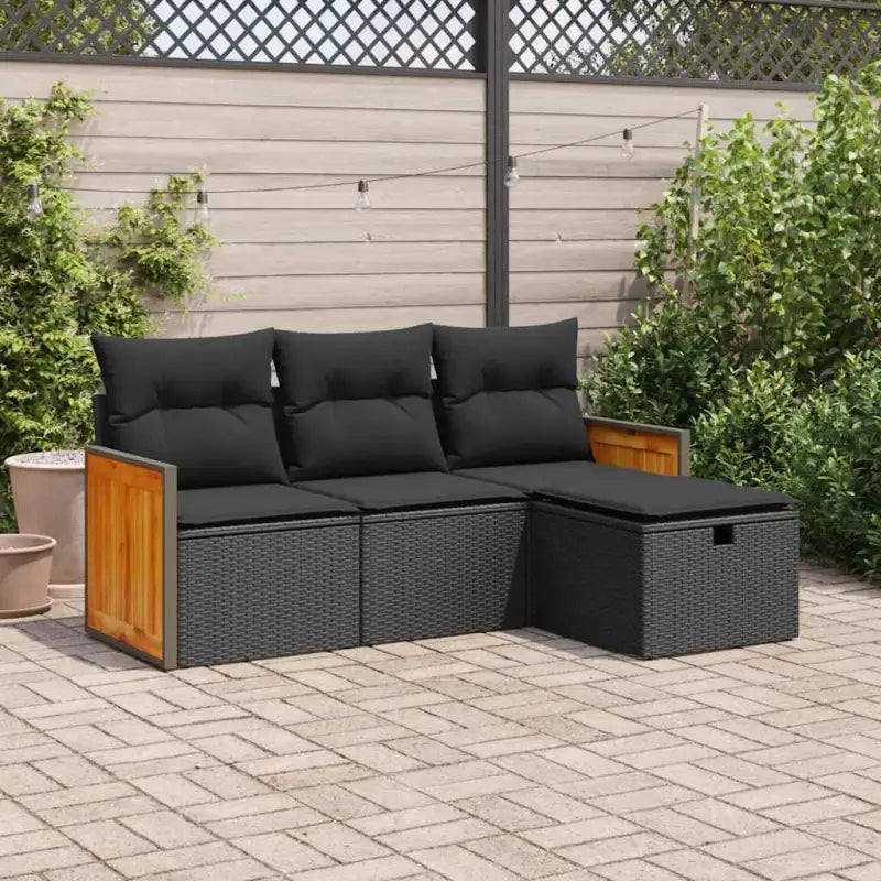 Zwarte loungeset met waterdichte zak en gepoedercoat staal voor buiten - Zwart / met opbergruimte - Tuinsets