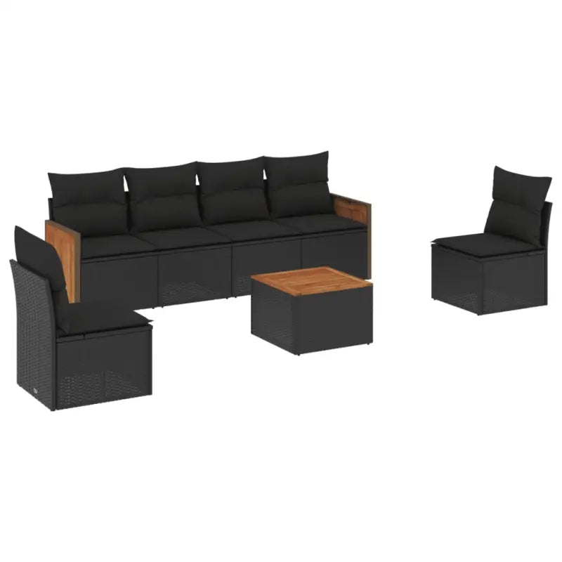 Zwarte loungeset van gepoedercoat staal en poly rattan voor tuin of terras - Tuinsets
