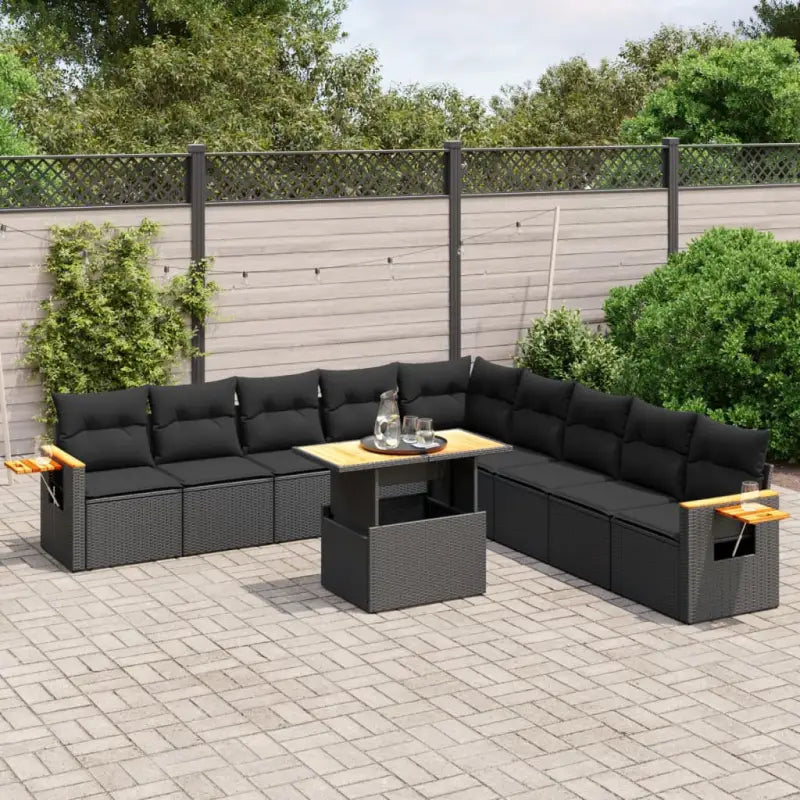 Zwarte loungeset van gepoedercoat staal met comfortabele zitafmetingen - Zwart - Tuinsets
