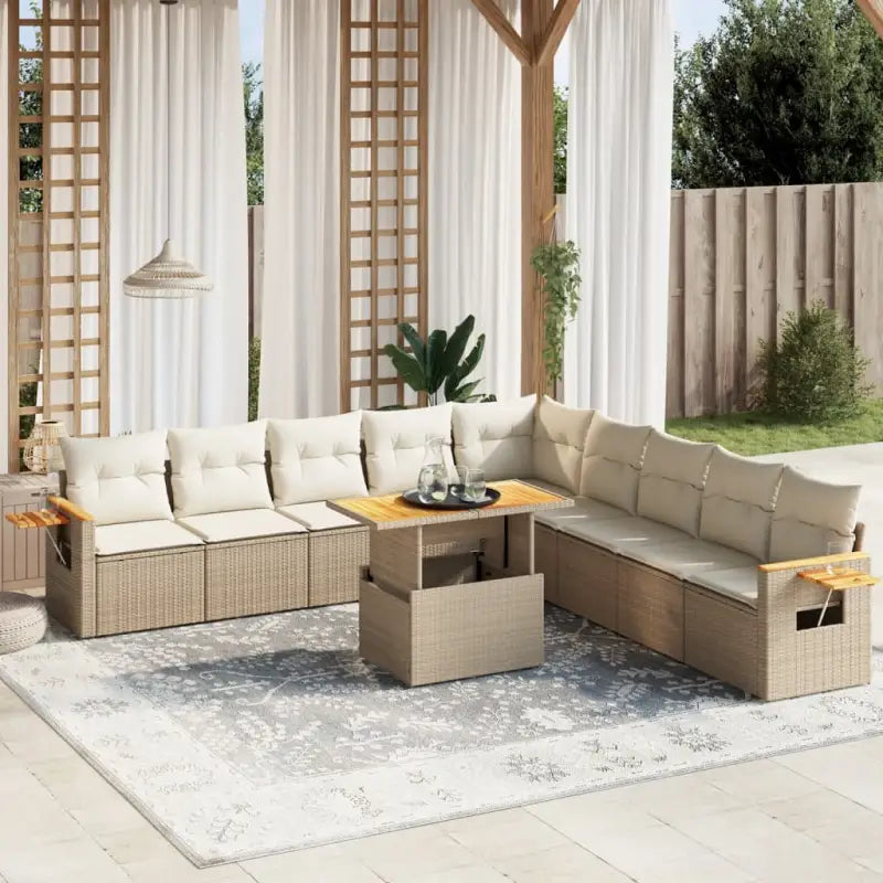 Zwarte loungeset van gepoedercoat staal met comfortabele zitafmetingen - beige en crèmekleurig - Tuinsets