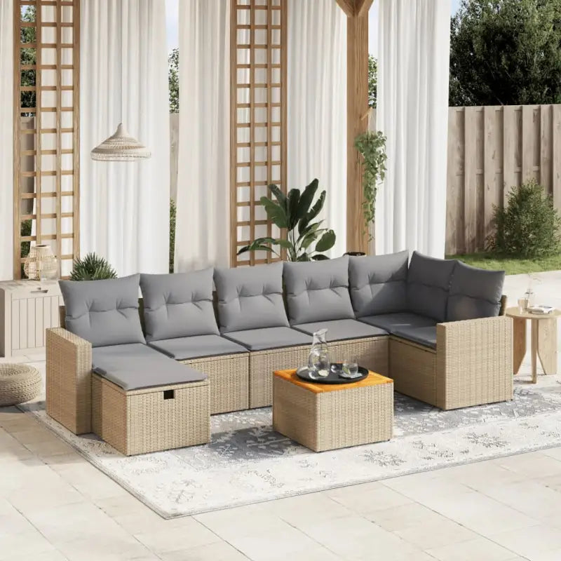 Zwarte loungeset van gepoedercoat staal met comfortabele afmetingen - beige mix en lichtgrijs / 3x midden + 3x hoek