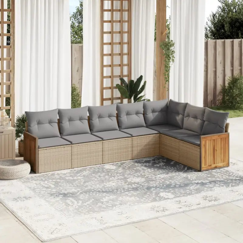 Zwarte loungeset van gepoedercoat staal met comfortabele afmetingen zitting - Beige en grijs / Zonder tafel - Tuinsets