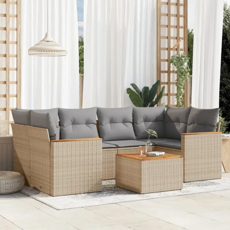 Zwarte loungeset van gepoedercoat staal met comfortabele afmetingen - Gemengd beige - Tuinsets