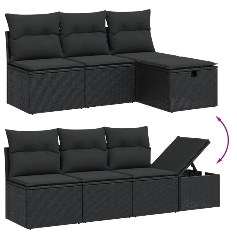 Zwarte loungeset van gepoedercoat staal met comfortabele afmetingen - Tuinsets