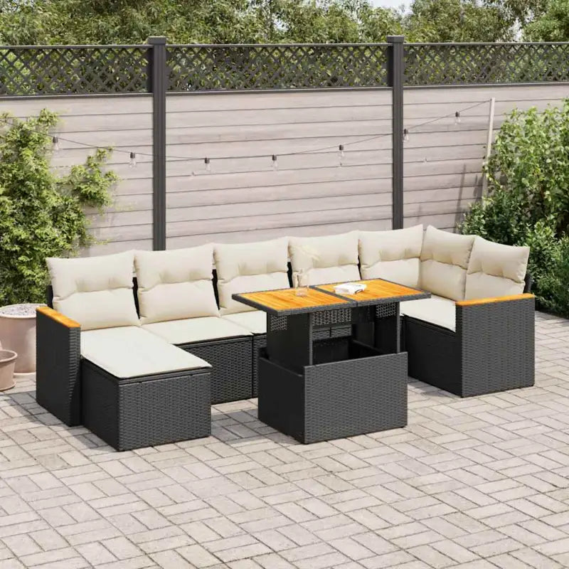 Zwarte loungeset van gepoedercoat staal met comfortabele afmetingen - Zwart en crème / met opbergruimte - Tuinsets