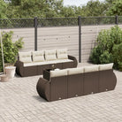 Zwarte loungeset van gepoedercoat staal met comfortabele afmetingen - Bruin en crème - Tuinsets