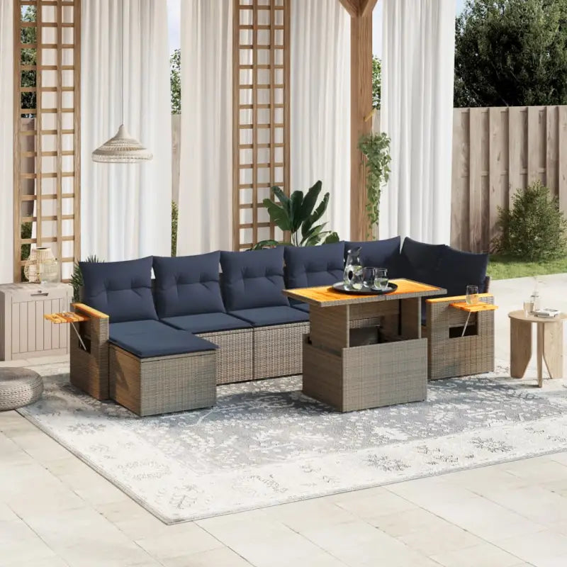 Zwarte loungeset van gepoedercoat staal met comfortabele afmetingen - Grijs / zonder opbergruimte - Tuinsets