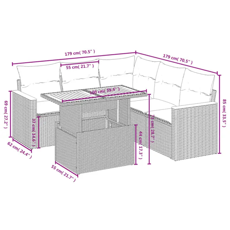 Zwarte loungeset van gepoedercoat staal met comfortabele afmetingen zitting - Tuinsets