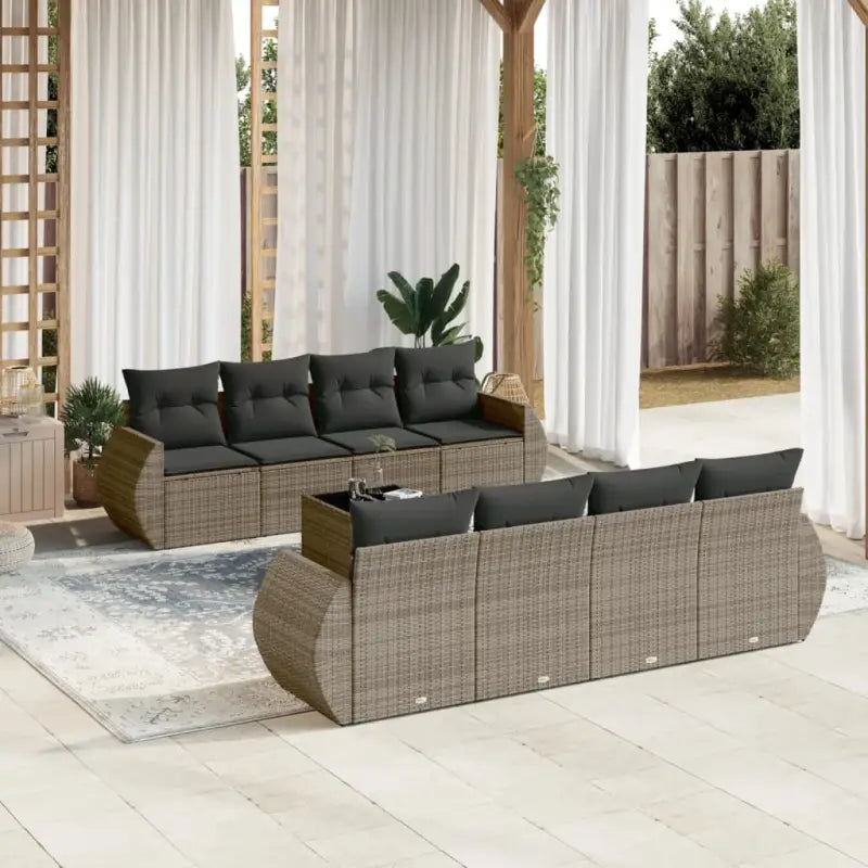 Zwarte loungeset van gepoedercoat staal met comfortabele afmetingen - Grijs - Tuinsets
