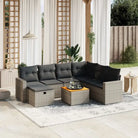 Zwarte loungeset van gepoedercoat staal met comfortabele afmetingen - grijs en donkergrijs / 3x hoek + 3x midden
